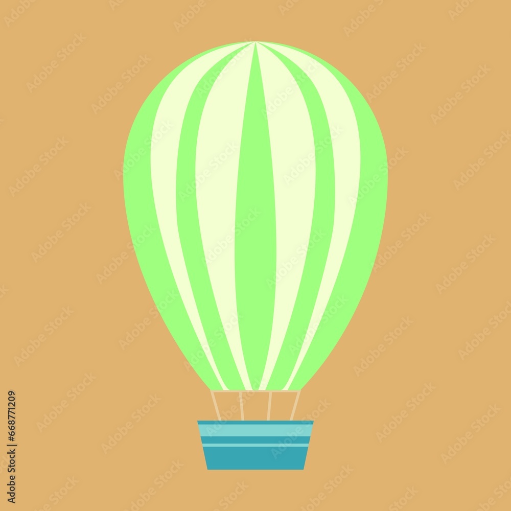 Travel element - hot air balloon. Transport in the air. Green and blue colors. JPG file. Travel element - hot air balloon. Transport in the air. Green and blue colors. JPG file.