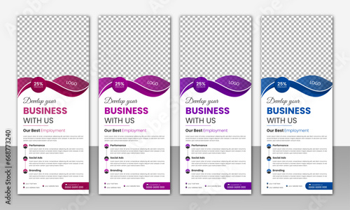 Creative business agency roll up banner design or pull up banner template.