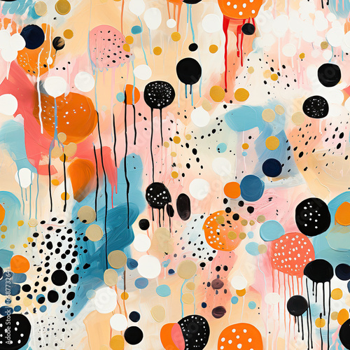 Whimsical Whirls: A Playful Dance of Color and Shape,Seamless Pattern Images