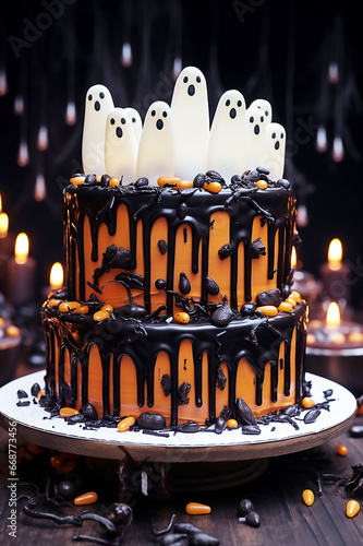 Hallooween pumpkin cake, gost ana spider design