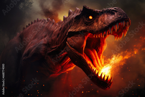 Epic Encounter: Majungasaurus in Flames © AIproduction
