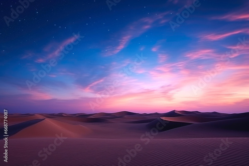 Celestial Oasis: Desert Landscape Bathed in Morning Light