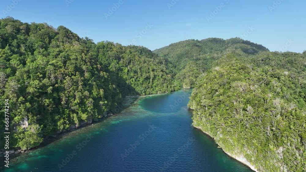 Rainforest covers rugged limestone islands which are fringed by coral reefs in Alyui Bay, Raja Ampat. This remote, tropical region in eastern Indonesia harbors extraordinary marine biodiversity. Rainforest covers rugged limestone islands which are fringed by coral reefs in Alyui Bay, Raja Ampat. This remote, tropical region in eastern Indonesia harbors extraordinary marine biodiversity.