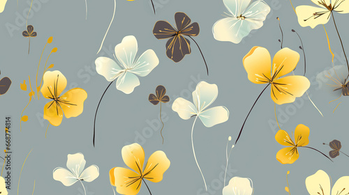 Delicate Blooms: A Pastel Symphony in Gray,seamless floral pattern,seamless background with flowers