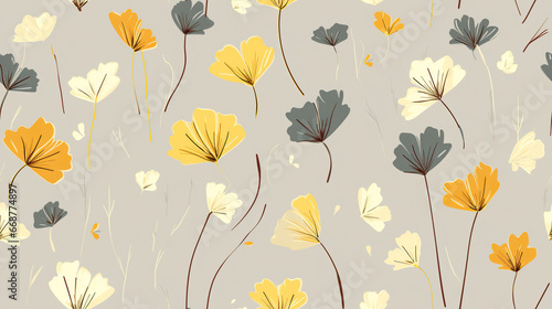 Delicate Blooms  A Pastel Symphony in Gray seamless floral pattern seamless background with flowers