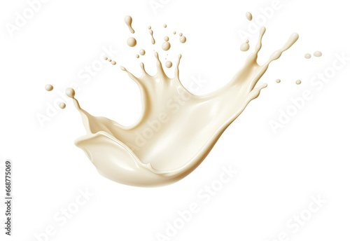 Vászonkép Splash of vanilla yellow milk isolated on transparent background PNG