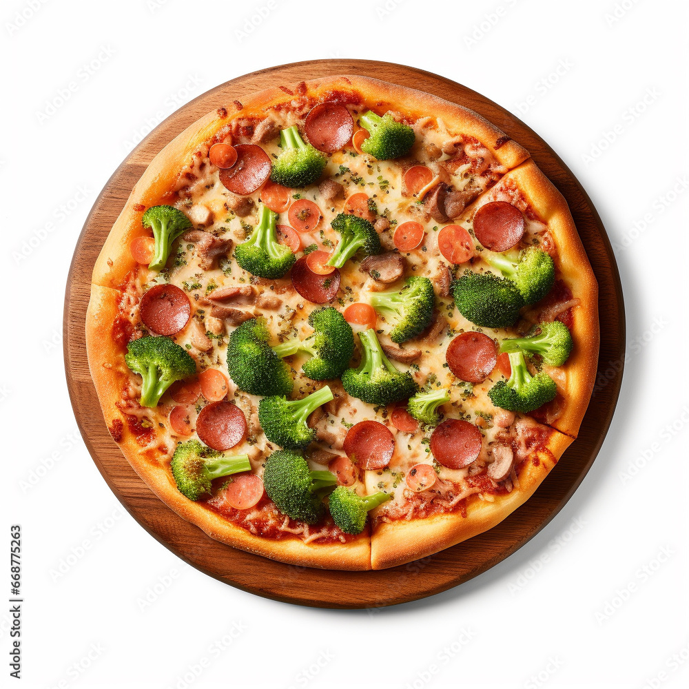 Pizza with broccoli and sausage Pizza with broccoli and sausage
