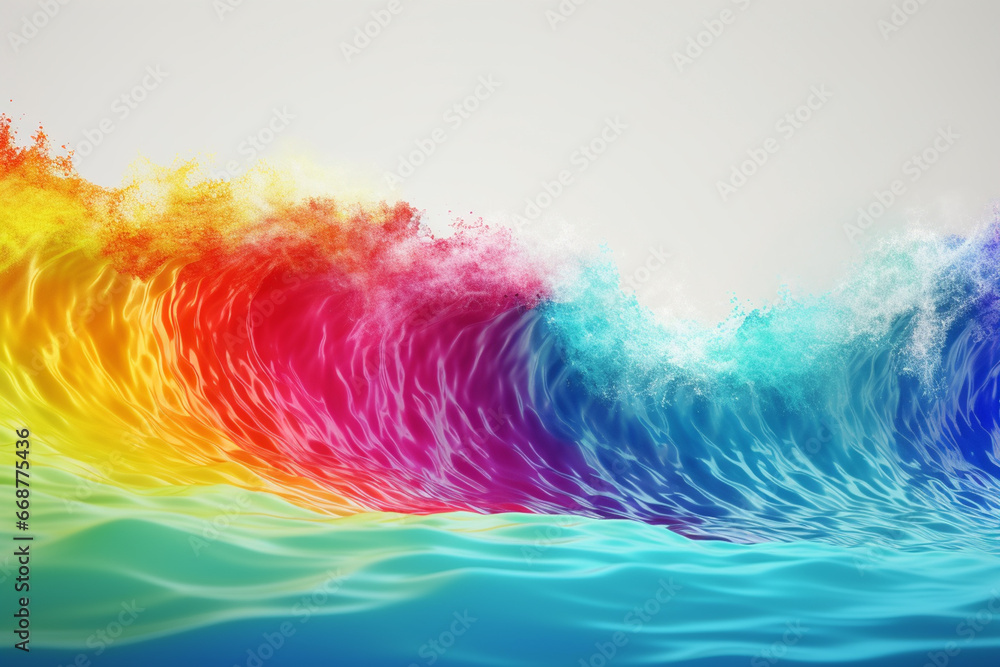 Rainbow wave on white background, 3d render. Computer digital drawing. Rainbow wave on white background, 3d render. Computer digital drawing.