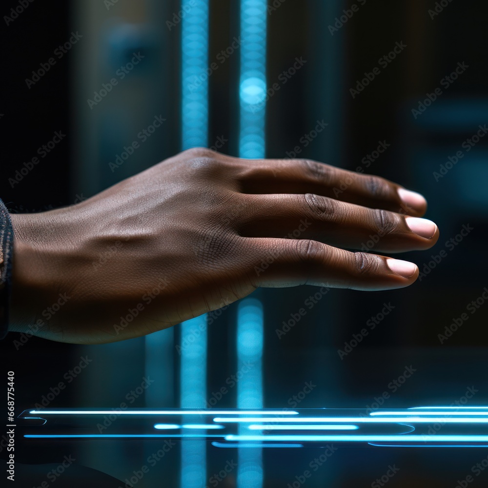 Obraz premium Haptic interaction: Hand gesture controlling