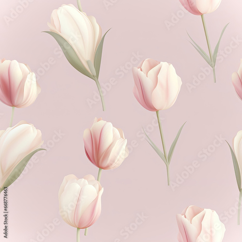 Tender Grace  A Pastel Symphony of Tulips seamless pattern with tulips
