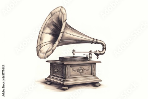 Phonograph Engraving: Antique on White
