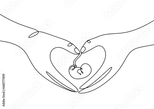 Hands. Embryo. One line