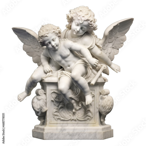 Fotografia cherubs marble statue isolated on transparent background