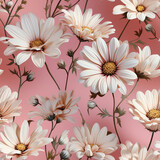 Symphony of Spring: A Pastel Daisy Delight,seamless floral background,seamless background with flowers,seamless pattern with pink flowers
