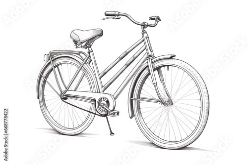 Engraved Retro Bike on White - Timeless