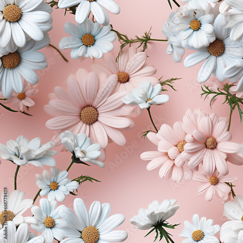 Symphony of Spring: A Pastel Daisy Delight,seamless floral background,seamless background with flowers,seamless pattern with pink flowers