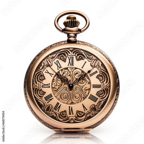 Engraved Antique Pocket Watch - Classic Beauty on White