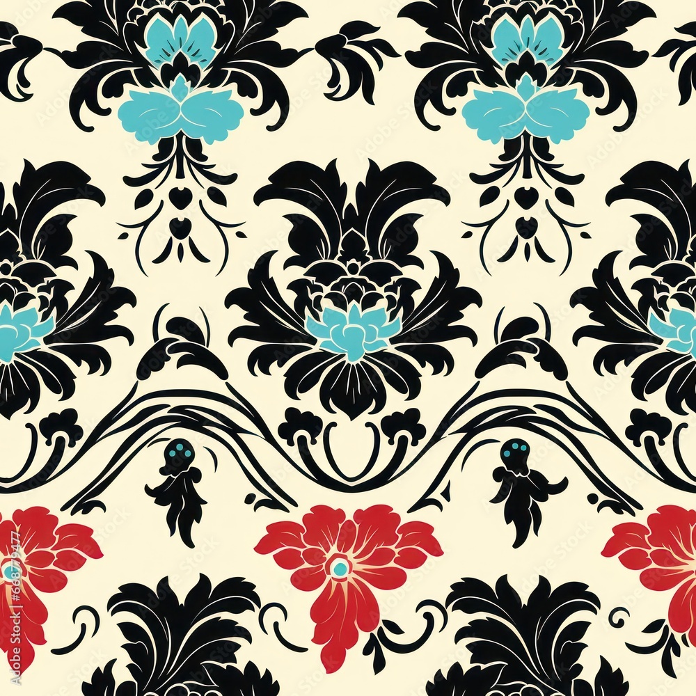 Seamless & Tilable Damask Pattern for Blankets.