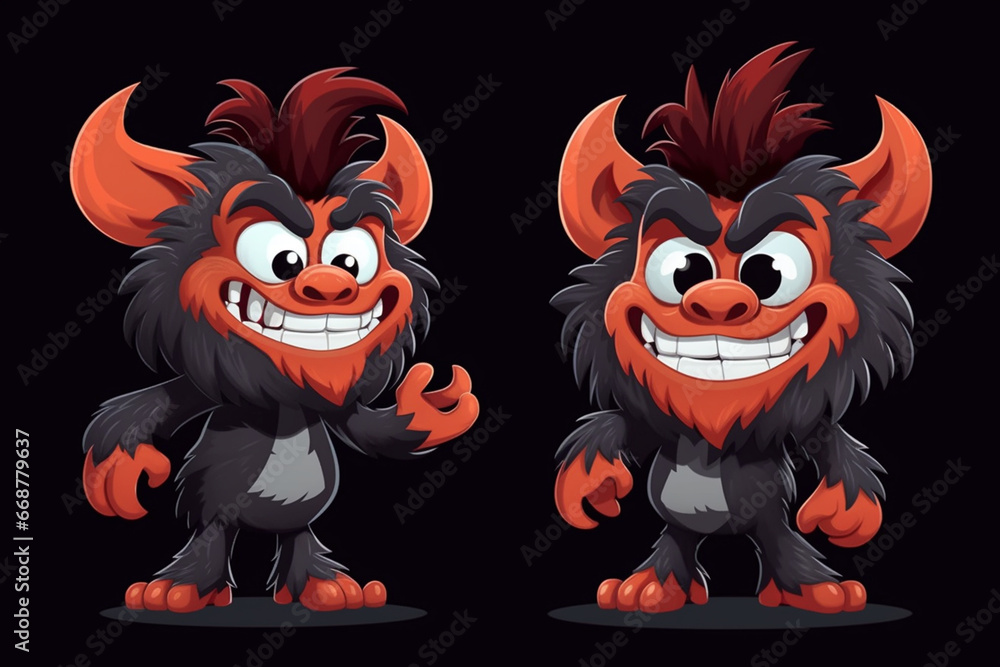 Funny cartoon monkey in a jacket and pants. Vector illustration.