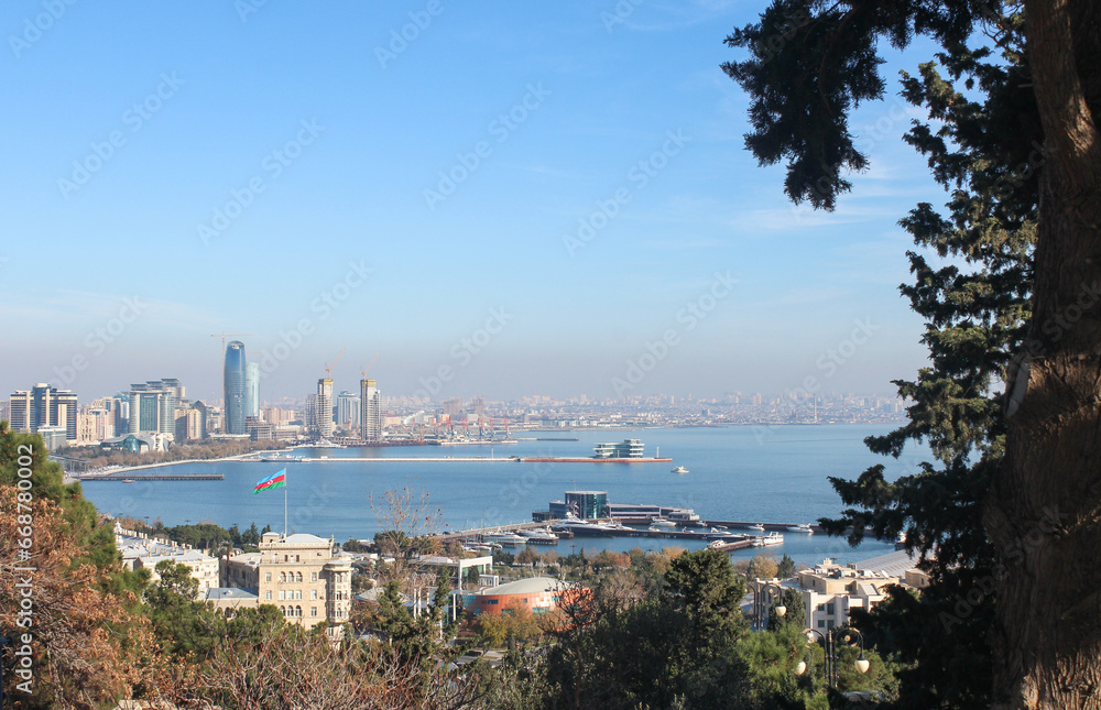 city skyline, baku, azerbaijan