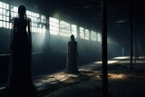 Shadowy forms haunt deserted factory