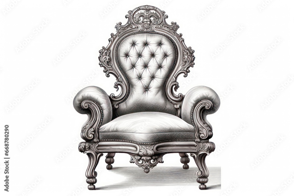 Victorian Chair Engraved on White- A Classic Design Victorian Chair Engraved on White- A Classic Design