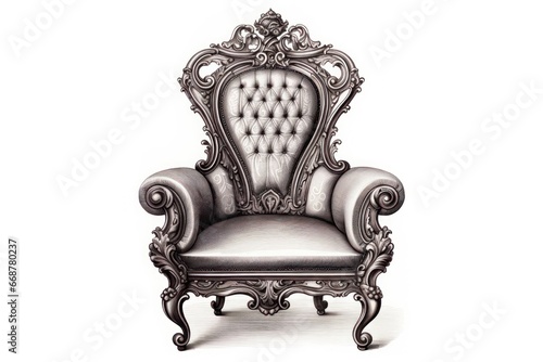 Victorian chair design engraved on white