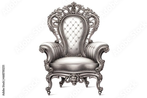 Victorian chair engraving on white backdrop.