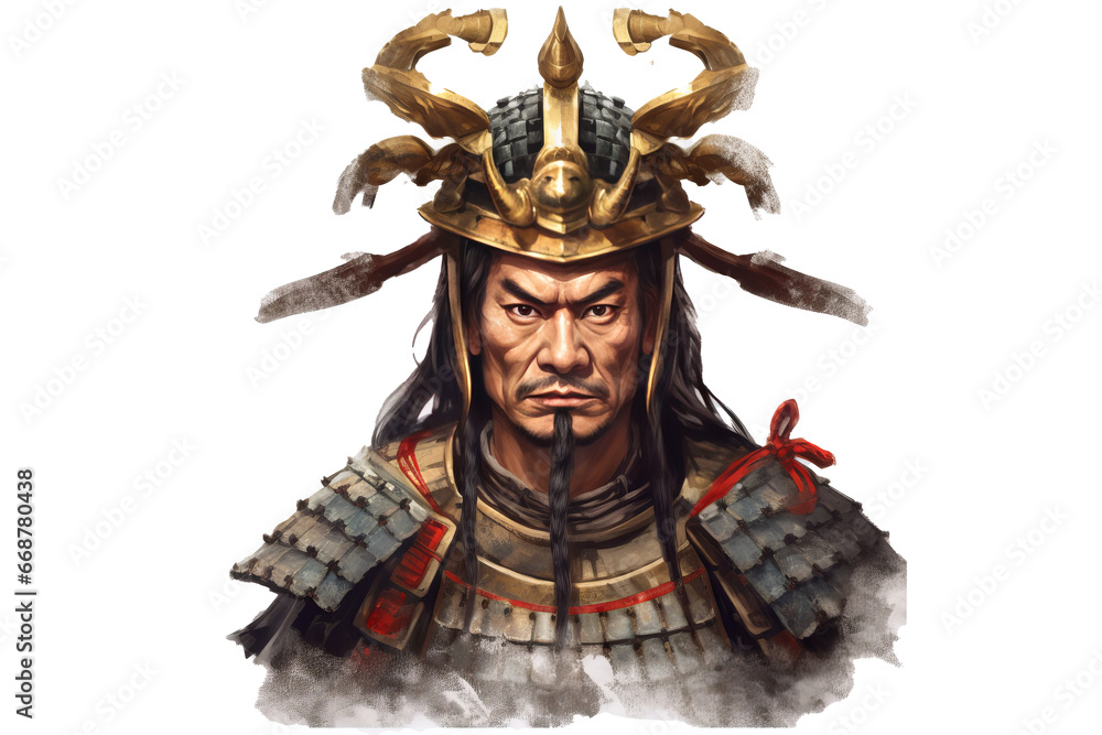 Obraz premium head shot,A samurai isolated on transparent background