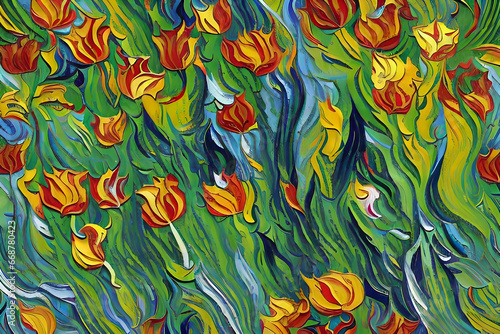tulip field painting