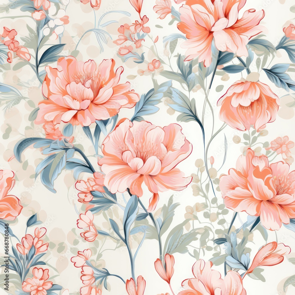 Seamless & Tilable Floral Shower Curtain Pattern