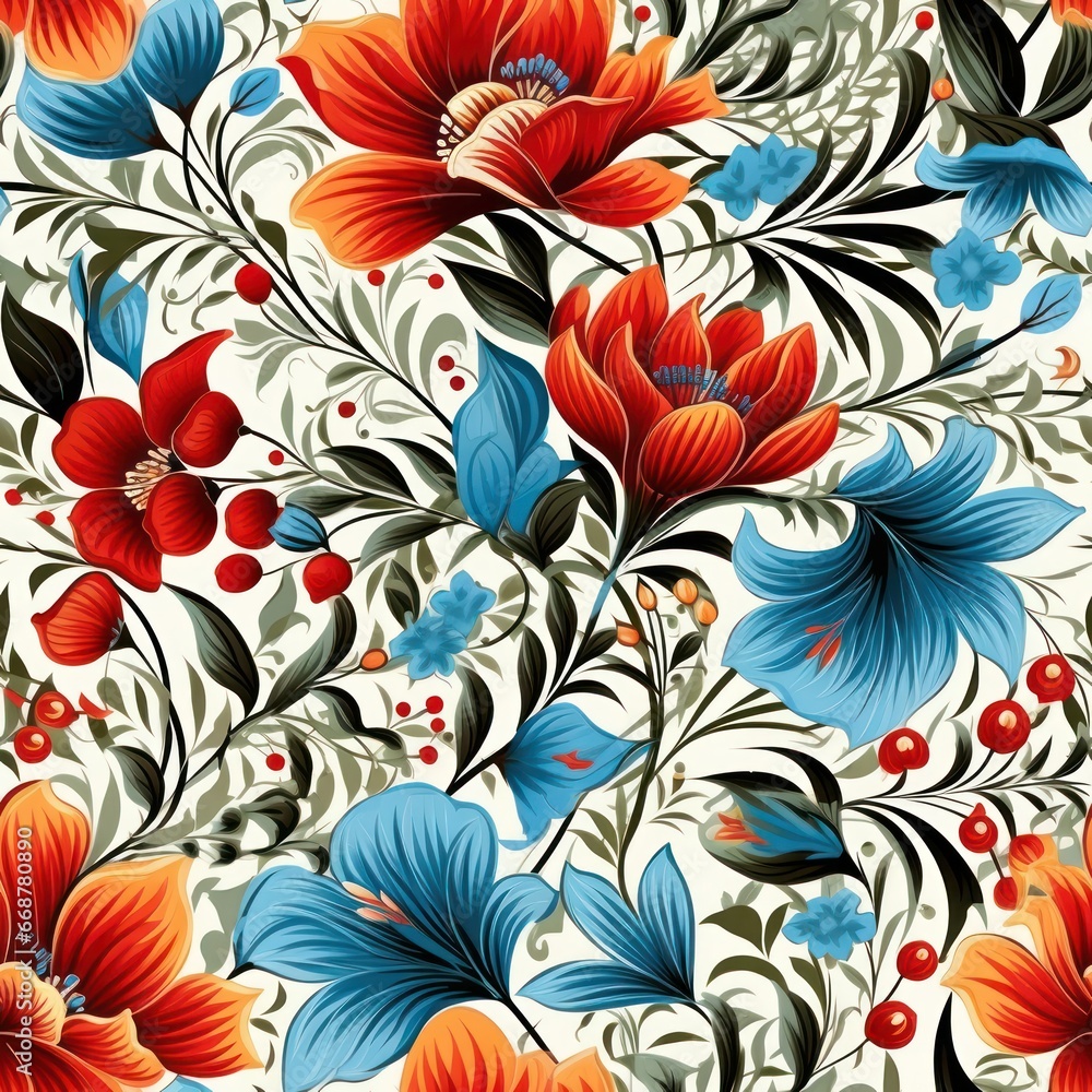 Seamless Floral Shower Curtain Pattern - Perfectly Tilable Design Seamless Floral Shower Curtain Pattern - Perfectly Tilable Design