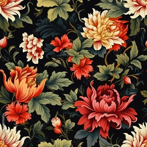 Seamless, tilable floral pattern for shower curtains. © Morphart