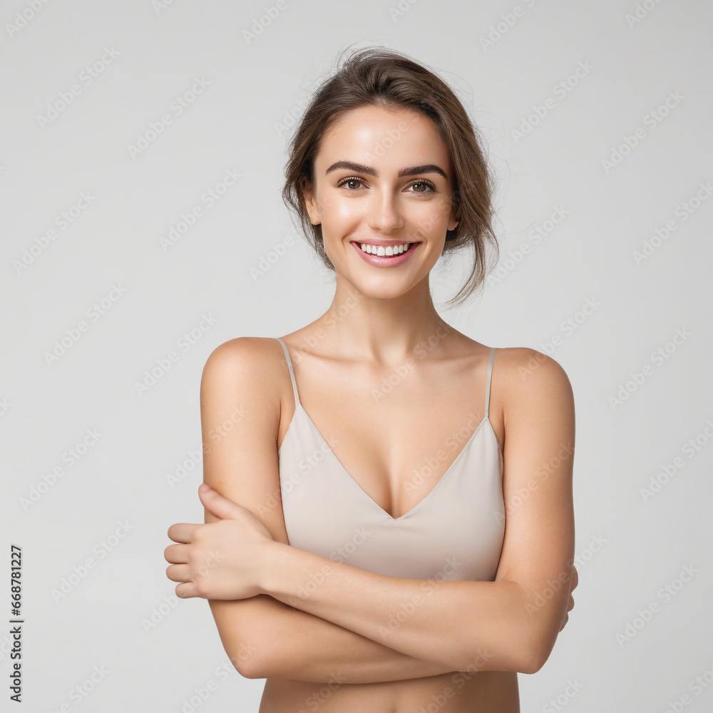 Portrait of a beautiful woman with arms crossed. Portrait of a beautiful woman with arms crossed.