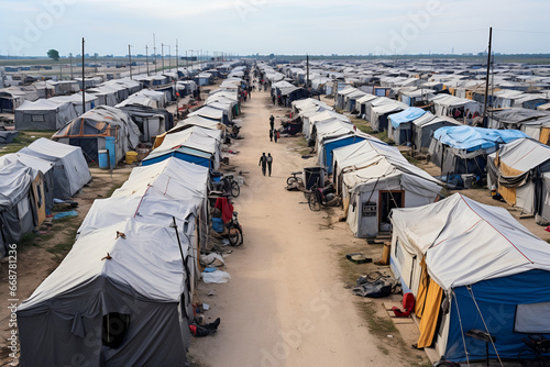 Refugee camp for war victims photo