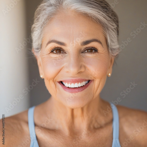 Portrait of a beautiful happy elderly woman.