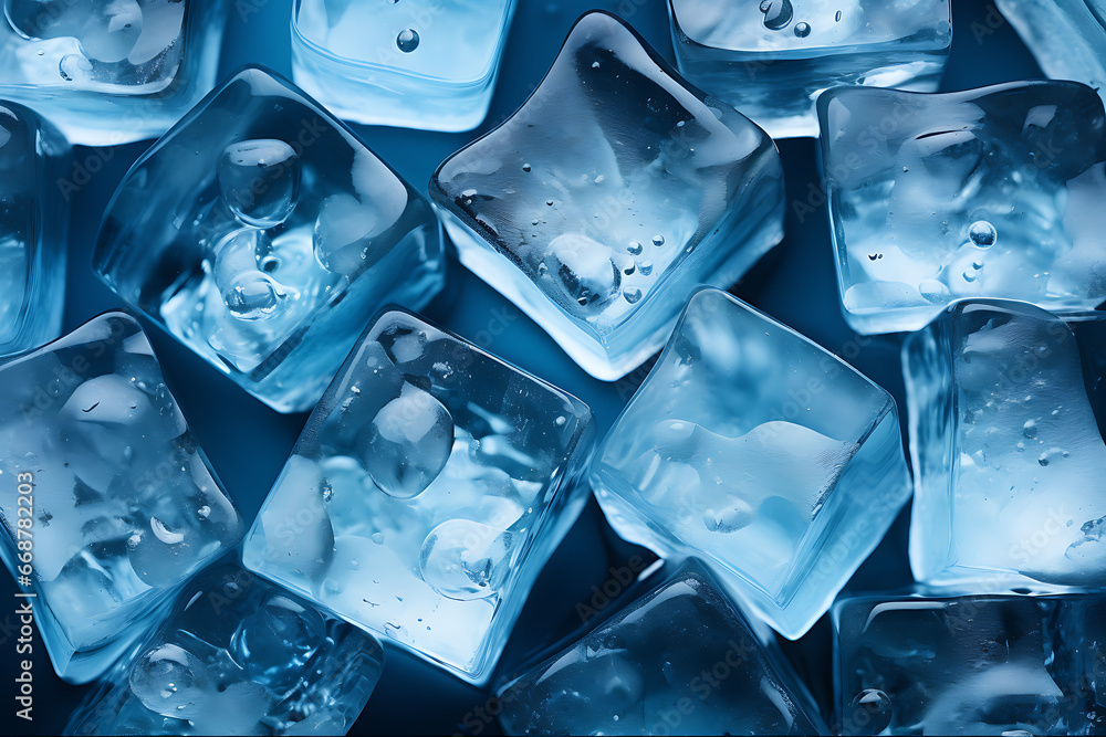 Cubos de hielo cuadrados sobre fondo oscuro Cubos de hielo cuadrados sobre fondo oscuro