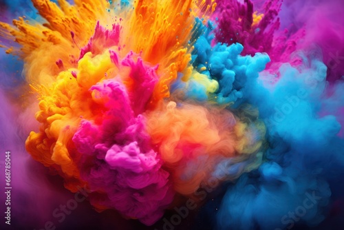 Colorful Holi powder swirls.
