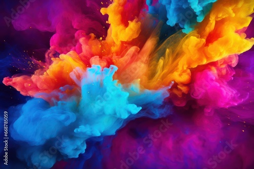 Colorful Holi Powder in Flight