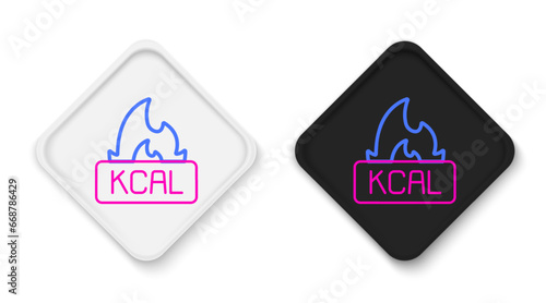 Line Kcal icon isolated on isolated on white background. Health food. Colorful outline concept. Vector