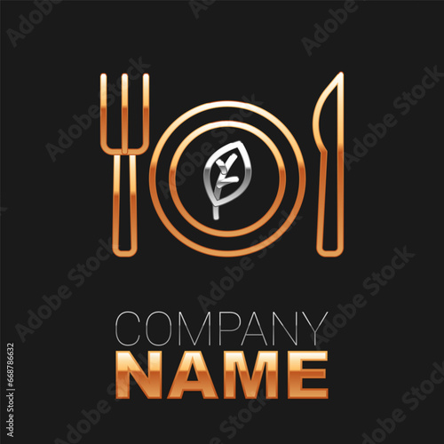 Line Vegan food diet icon isolated on black background. Organic, bio, eco symbol. Vegan, no meat, lactose free, healthy, fresh and nonviolent food. Colorful outline concept. Vector