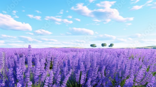A field of lavender, swaying gently under a clear blue sky, encapsulating serenity.