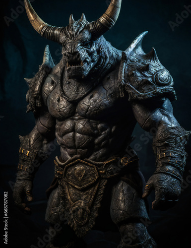 RPG DND fantasy character for Dungeons and Dragons, Roleplay, Avatar, Rhino warrior, Minotaur, Rhino

