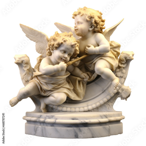 cherubs marble statue isolated on transparent background