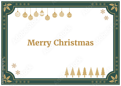 クリスマス緑フレーム四隅ヒイラギ北欧風