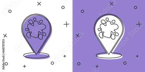 Set Paint spray icon isolated on white and purple background. Vector