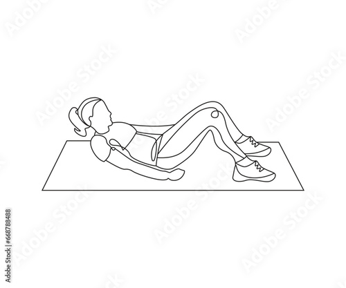Heel taps exercise Line Drawing isolated on copy space white background, Heel touch exercise editable vector illustration, Continuous one line drawing, work out outline clip art of heel tap workout