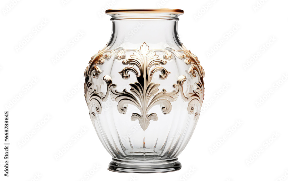 Realistic Mercury Glass Vase on a Clear Surface or PNG Transparent Background.