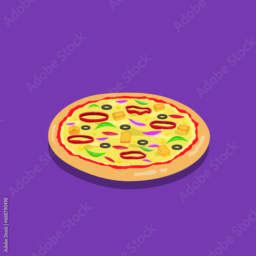 paneer pizza with purple background