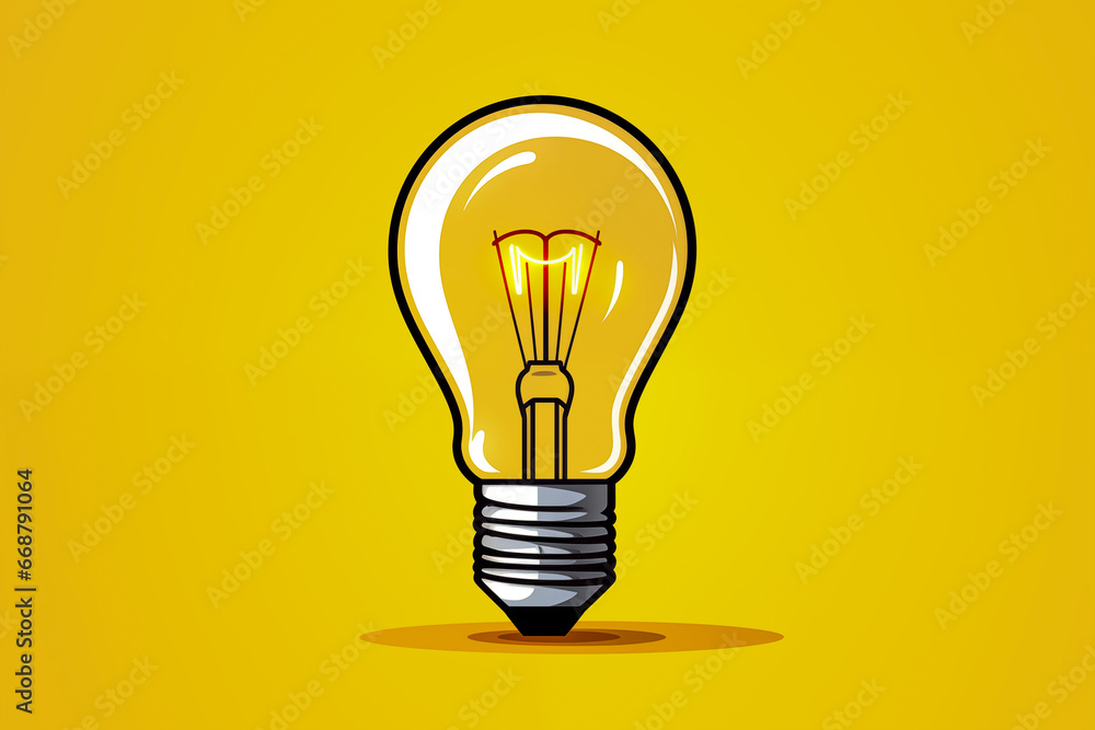 Electric light bulb on a plain background, symbol of ideas and brainstorming Electric light bulb on a plain background, symbol of ideas and brainstorming